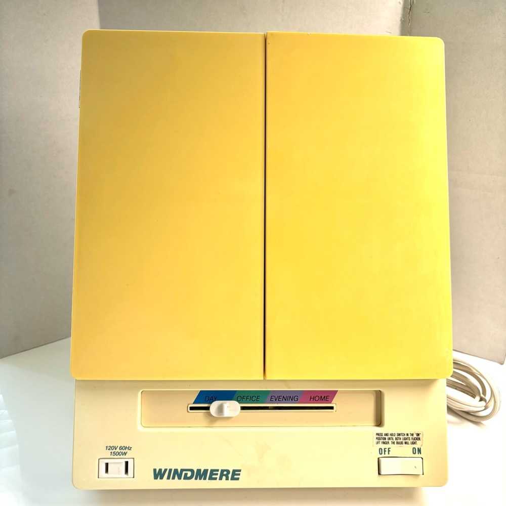 Vintage Rare Retro Canary Yellow Colorblock Light Up Vanity Makeup Mirror